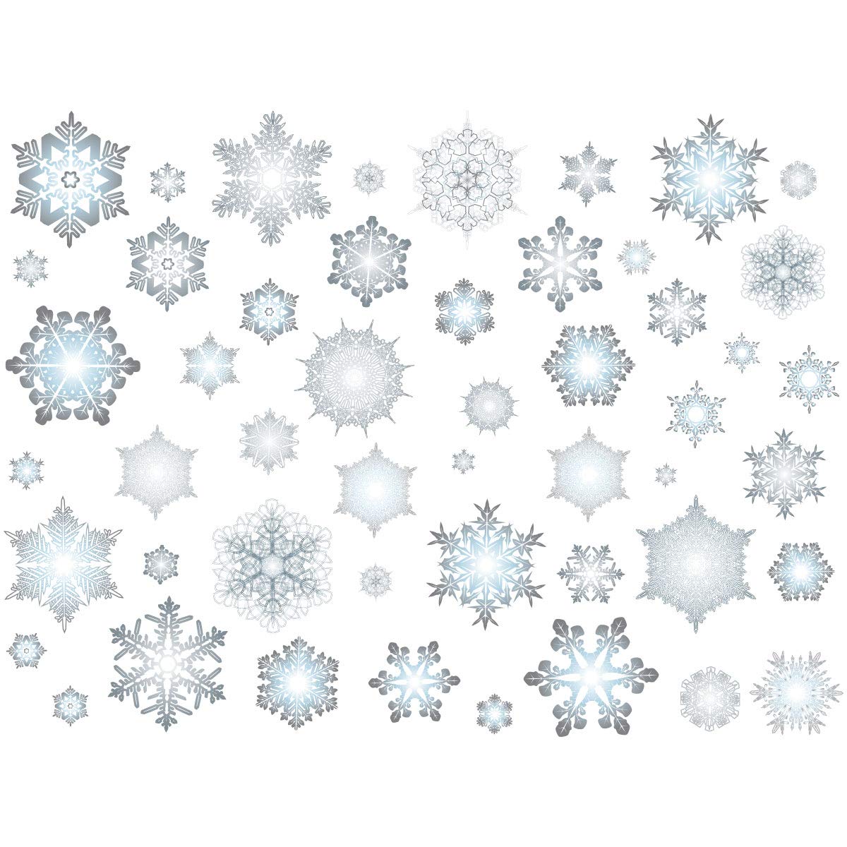 Ambiance Sticker Christmas Merry Christmas Aufkleber, selbstklebend, Weihnachten, Dekoration, Partys, für Schlafzimmer und Wohnzimmer, Schneeflocken – Höhe 70 x Länge 95 cm