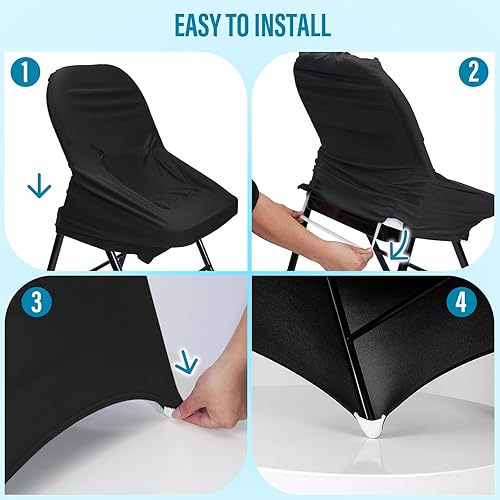 Miniatura 6 de Fundas plegables de elastano impermeables para sillas plegables, 12 fundas elásticas de poliéster mejoradas, protector universal de silla elástico