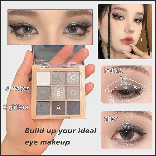 Miniatura 2 de MAY FOLTREN Paleta de sombra de ojos neutra color rosa melocotón marrón, 10 colores mate y brillantina, paleta de sombra de ojos de maquillaje de