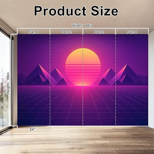 Miniatura 2 de Wall Mural Peel & Stick Vaporwave retrowave synthwave Retro sci fi 1980s Landscape Cyber Self-Adhesive Wallpaper Removable Wall Decal Wall Sticker