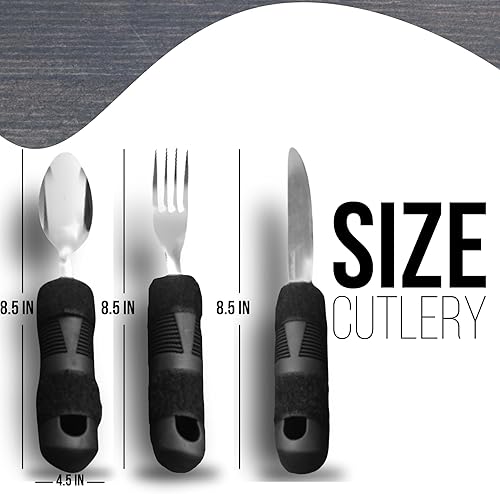 Miniatura 4 de Utensilios de comer para personas con discapacidad  Utensilios adaptados  Soporte universal para utensilios  Juego de 6 piezas, 3 cubiertos y 3