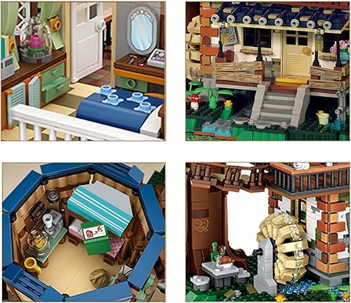 Miniatura 6 de Juego de juguetes modelo de mini ladrillos de casa de árbol, bloques de construcción de casas forestales, juegos de vista de calle, mini bloques