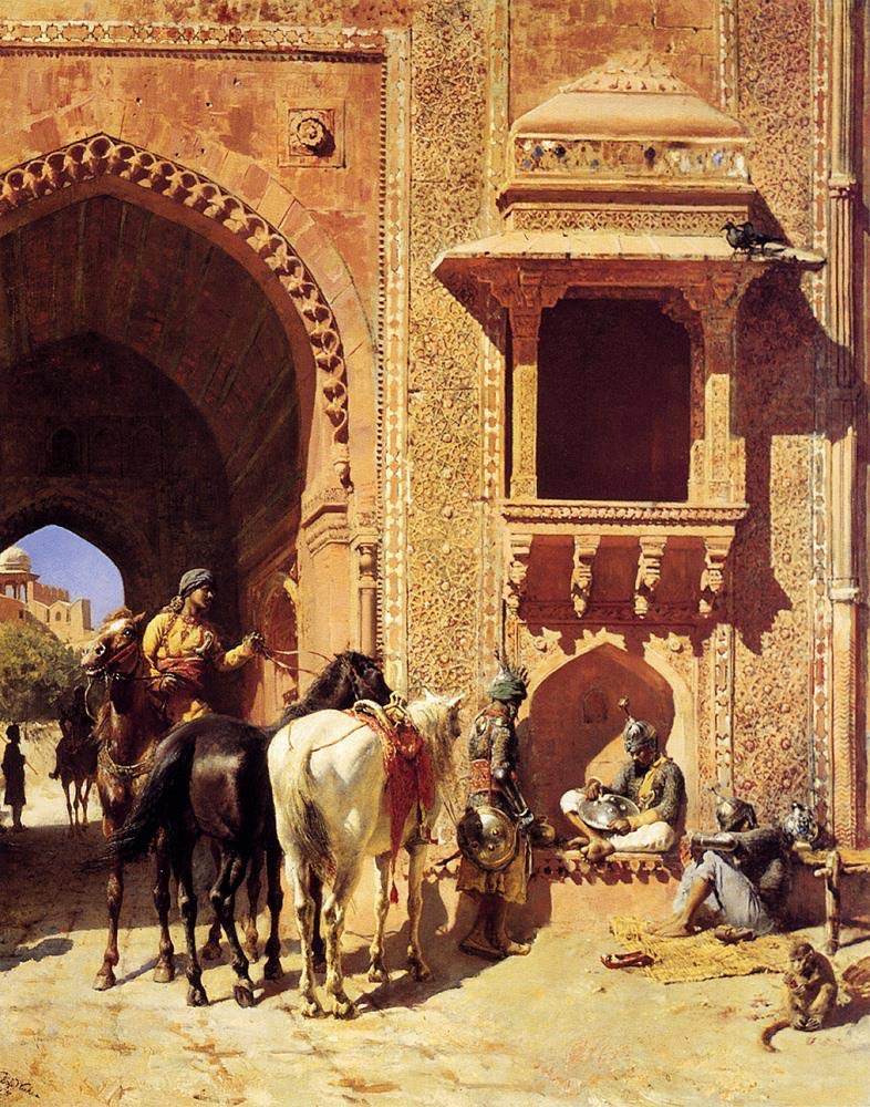 2 Wall Art Gate Of The Fortress At Agra India Edwin Lord Weeks Paintings in Oil - Famous Room Decor -02, £70-£1500 Hand Painted by Art Academies' Teachers