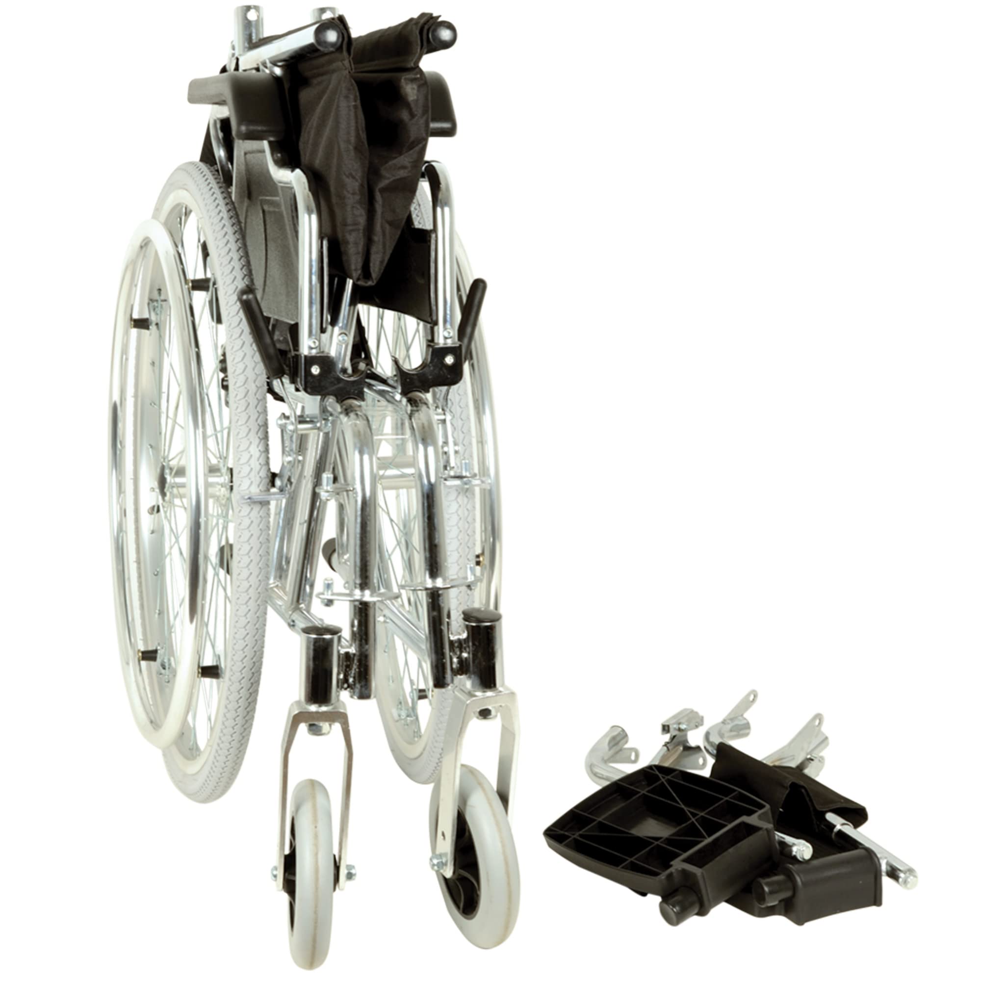 GIMA Royal Silla de ruedas con asiento de 46 cm, tela negra.