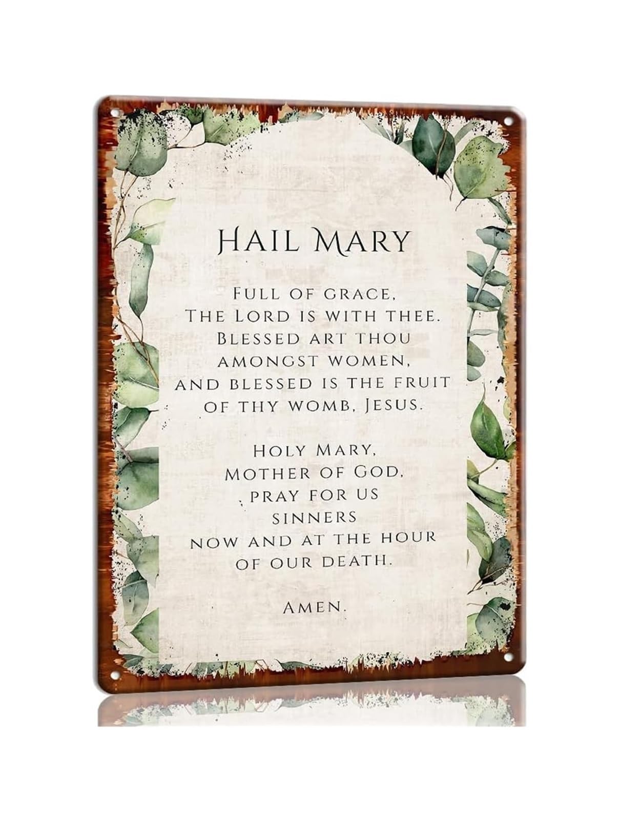 NWPNLXEA Hail Mary Prayer Virgin Mary Mother of God Catholic Metal Tin Sign Vintage Wall-Art for Prayer Room Chapel Adoration Home Altar Marian Devotion Decor Plaque 8 X 12 inch