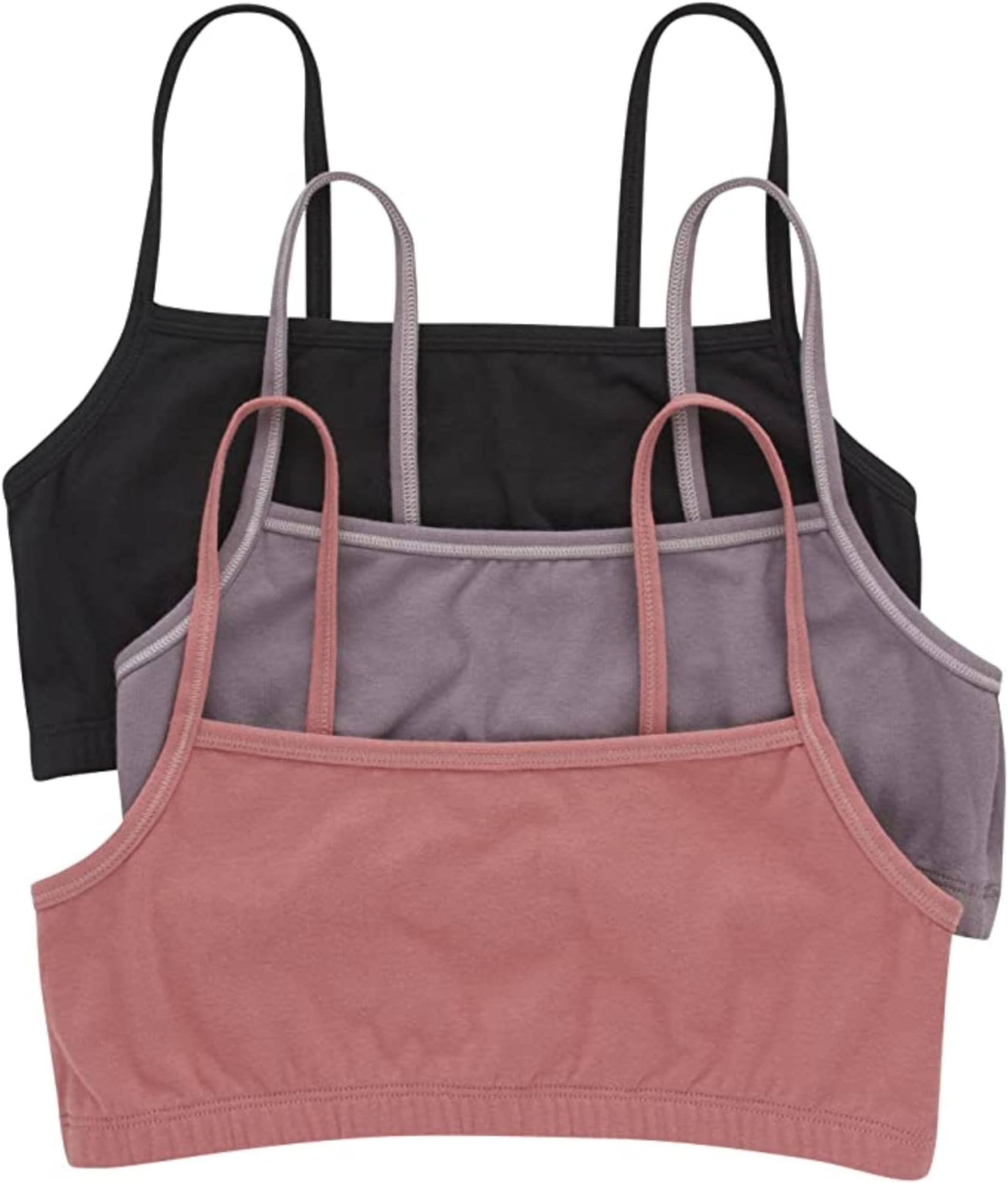 Women's Cropped Bralette, Breathable Pullover Bra, Crop Top, Solid Or Assorted, 3-Pack Bra (Pack of 3)