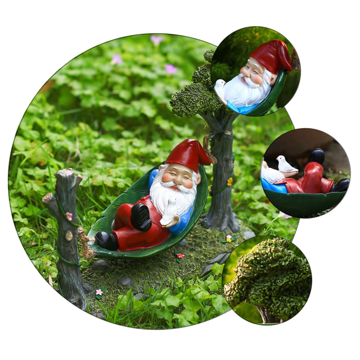 BESPORTBLE GNOME Décoratif Résine pour Jardin Ornement GNOME De Noël avec Hamac Cadeau De Fêtes Original