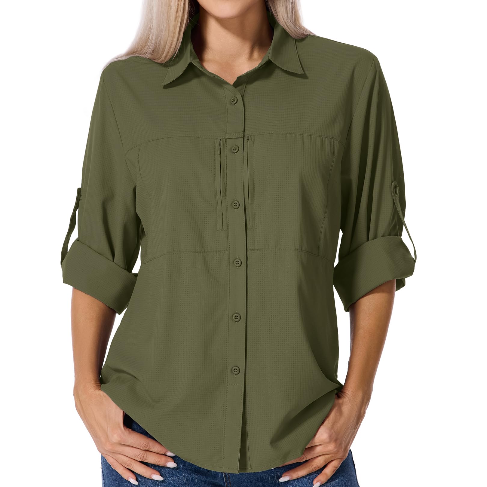 Asfixiado Shirts Damen UV Shirt UPF 50+ Safari Kleidung Wanderbluse Damen Hemdbluse Outdoor Atmungsaktiv Quick Dry Sonnenschutz Langarmshirt Bluse