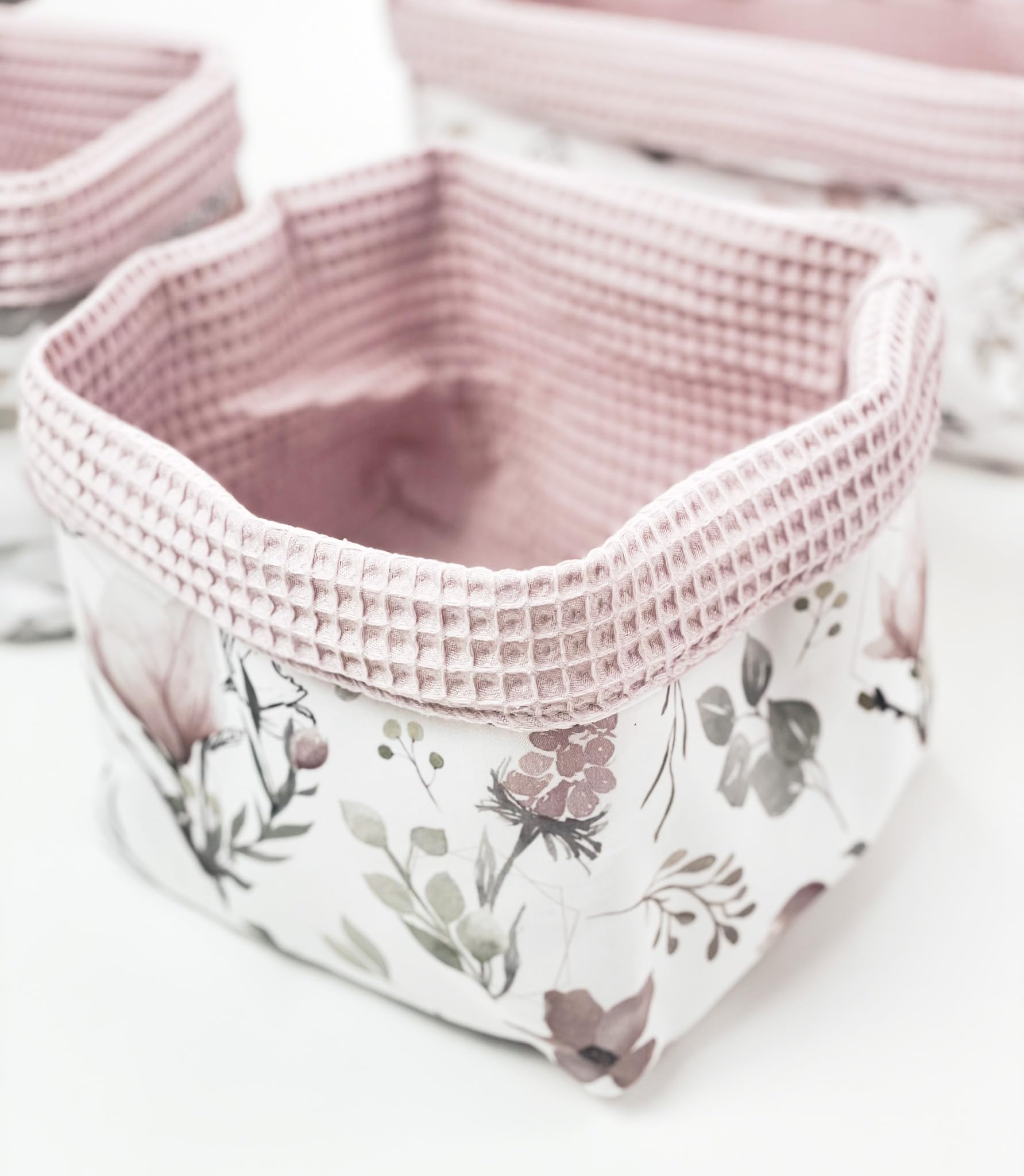 Set di 3 cestini, Cesto fasciato per bambini, 3 Pezzi di Cestini di Cotone, Organizer per il Fasciatoio Neonato, Organizzatore per la stanza dei bambini, Portaoggetti in Cotone, Cestino Portaoggetti