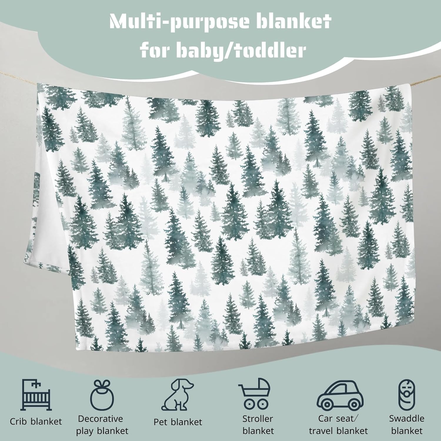 HawSkgFub Pine Trees Forest Baby Blanket for Boys Gift, Winter Flannel Fleece Nursery Bed Swaddle Receiving Blankets, Soft Lightweight Newborn Toddler Infant Kids Crib Bedding 40 x 50