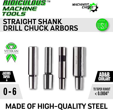 3/4 to JT2 Straight Shank Drill Chuck Arbor-Machinist Choice