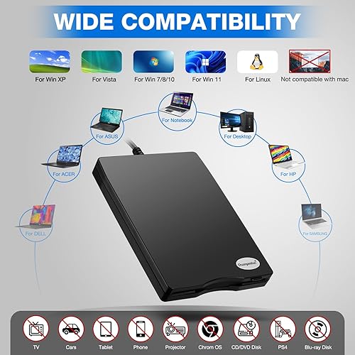 Miniatura 6 de Lector de disquete, unidad de disquete USB externa de 3.5 pulgadas, no compatible con Mac, compatible con Windows 11/10/10 Pro/8/7/2000/XP, color
