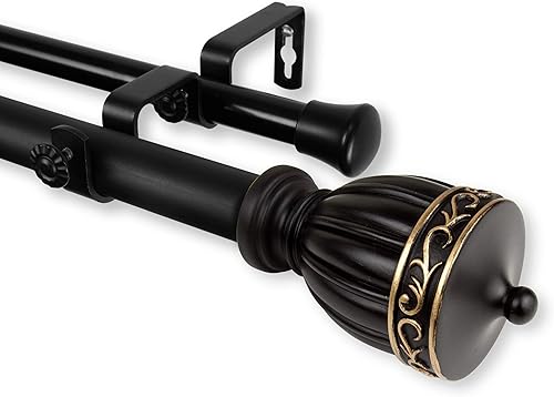 Miniatura 7 de Rod Desyne 1" Debussy - Barra de cortina doble (28-48 pulgadas), color negro