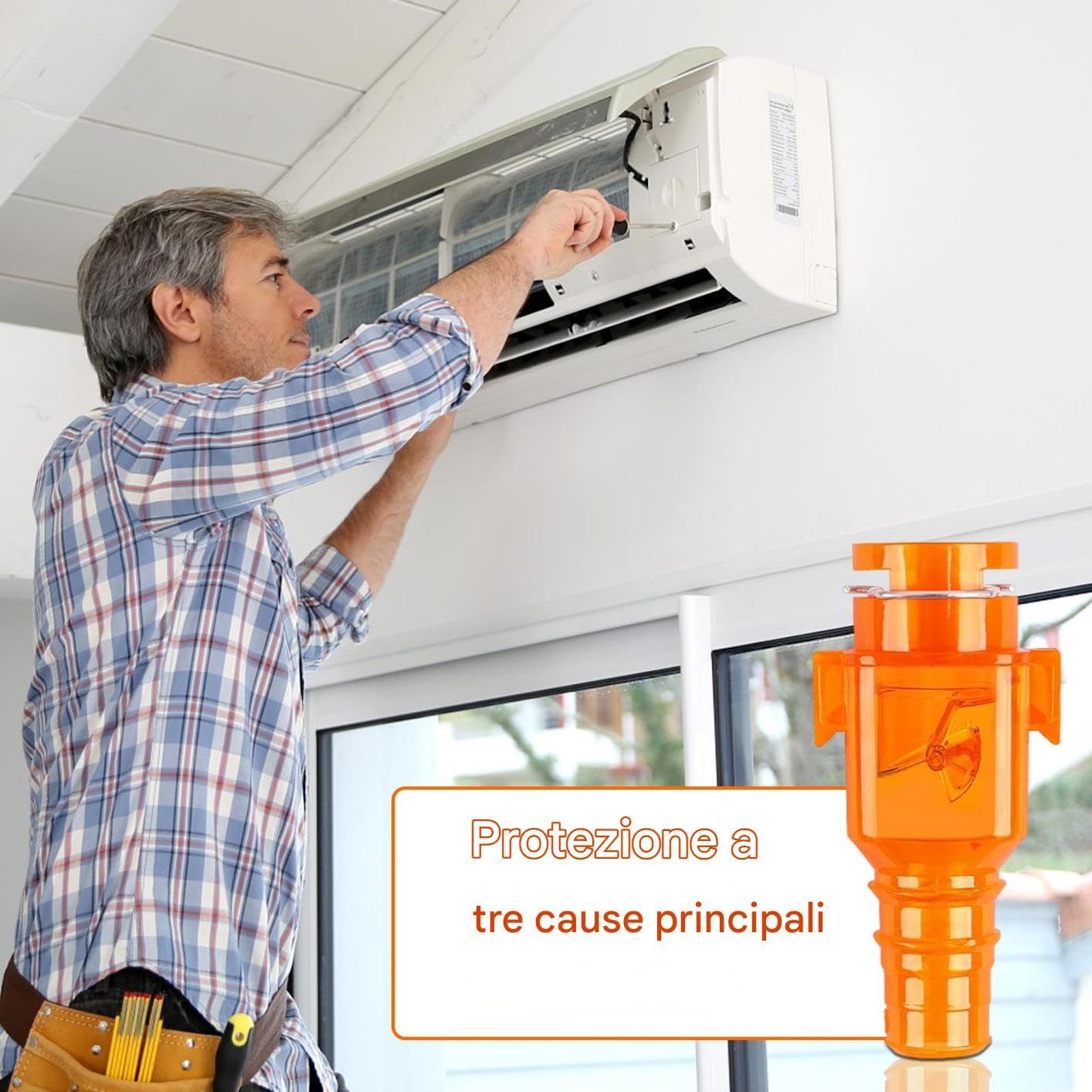 Valvola a Tre Protezioni per Aria Condizionata - Accessorio Antiritorno per Climatizzatore | Valvola di Scarico Termoresistente per Bagno Camera Sala Cucina Uso Commerciale