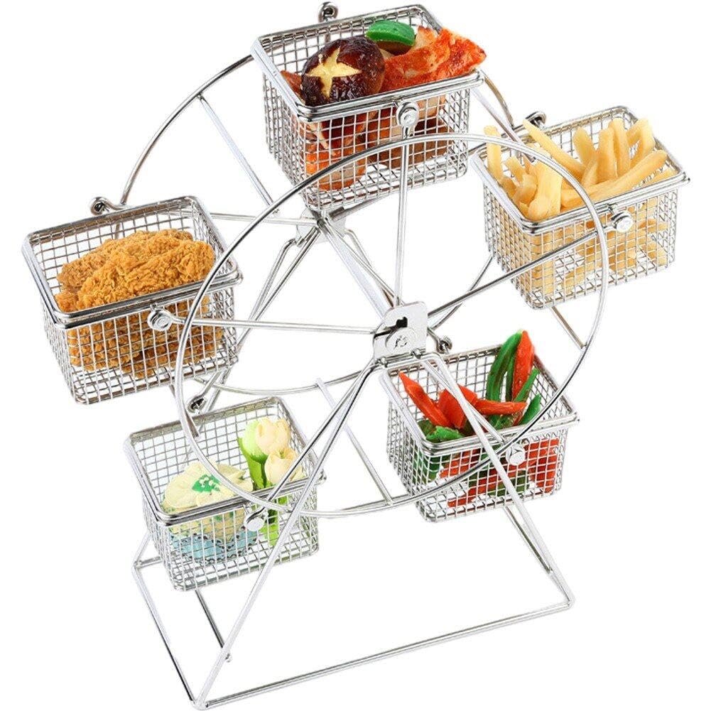 Vassoio Da Portata Per Snack, Espositore Girevole Con Ruota Panoramica Con 5 Cestini in Metallo Per Servire Cibi Fritti, Dolcetti E Dessert, Espositore Per Antipasti Per Buffet Di Ristoranti Per Feste