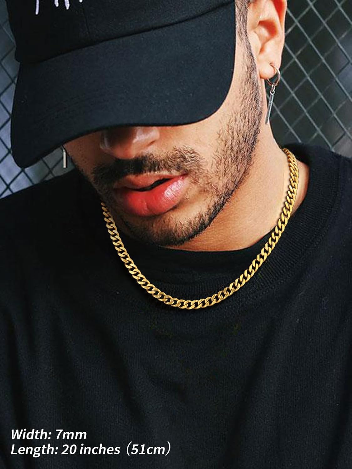 FindChic Men Curb Chain Necklace 18K Gold Plated/Stainless Steel/Black Chunky Double Tight Cuban Link Hip Hop Neck Chains for Men Boys 3.5MM/5MM/6MM/7MM/9MM/12MM 14''-30'' 8 Length Options (Send Gift Box)