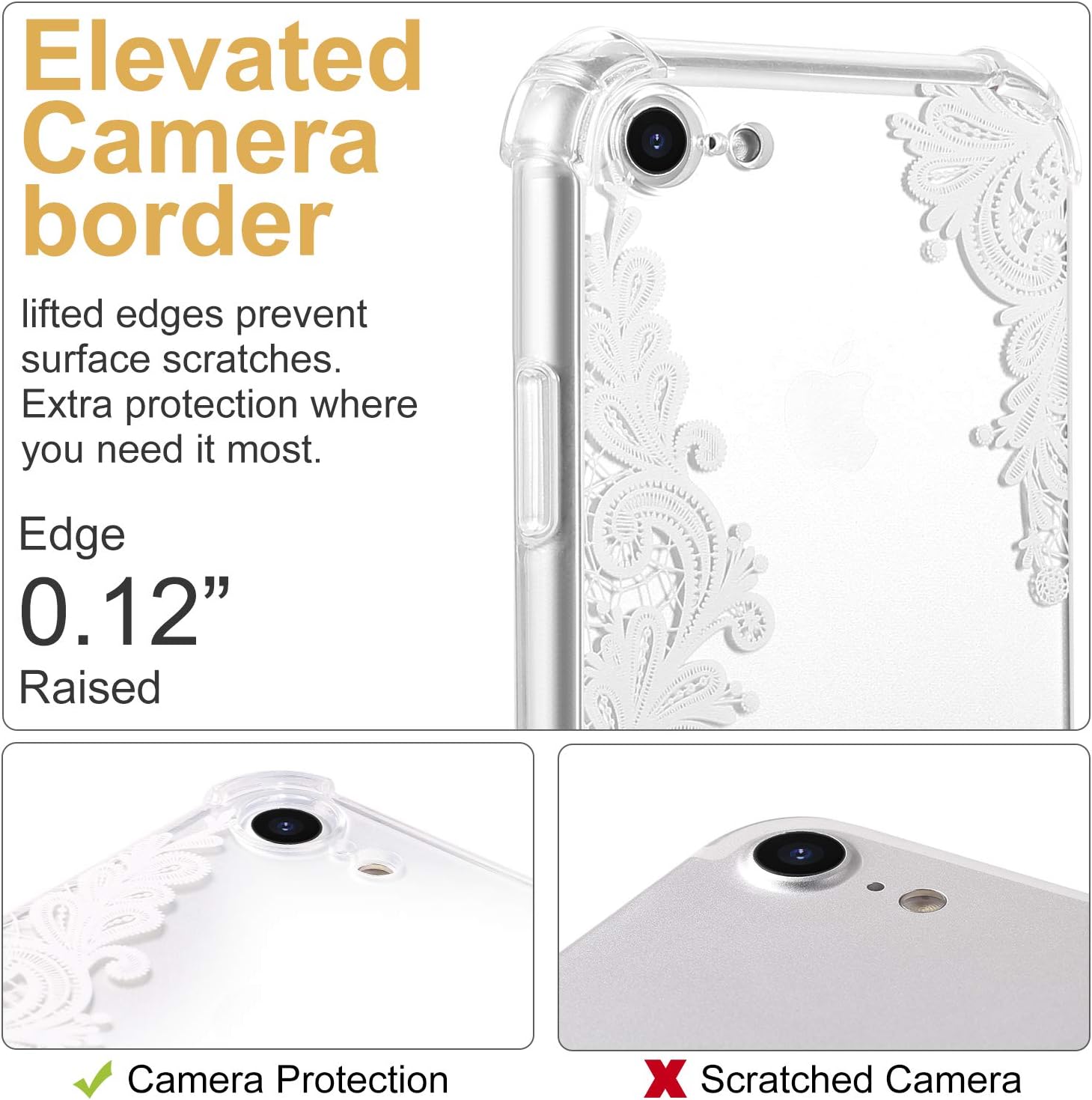 LTWQLing Clear Flower iPhone SE 2020 Case/iPhone 8 Case/iPhone 7 Case, Soft TPU Silicone Ultra-Thin Slim Fit Transparent Woman Flowers Flexible Cover for 4.7" iPhone SE2/7/8(White Flower)