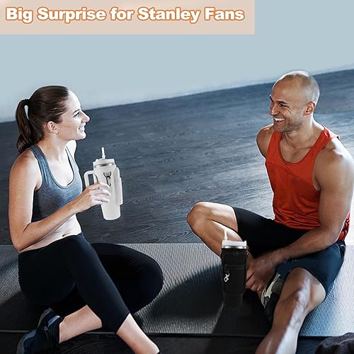 Miniatura 7 de Bolsa de transporte para botella de agua Stanley de 4030 onzas con asa, bolsa plateada para botella de agua con bolsillo para teléfono y correa con