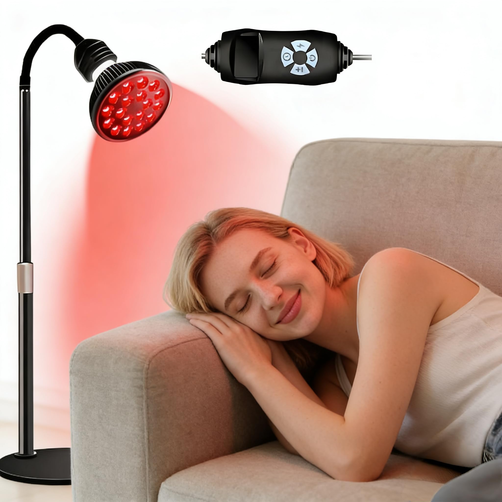 Lampada a luce rossa con 660 nm e 850 nm, 18 LED da 54 W, luminosità regolabile e timer, supporto e base flessibili, con goggles, per uso domestico