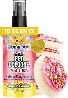 Bodhi Dog Sugar Cookie Pet Cologne - Natural Deodorizing Spray & Conditioner for Dogs Cats, Long-Lasting Fresh Scent, Gentle Safe USA Made 4oz