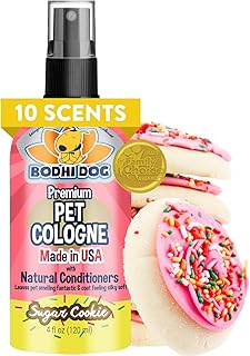 Bodhi Dog Premium Dog Cologne - Deodorizing Dog Perfume & Conditioner for Dogs & Cats - Natural Long Lasting Spray - Keeps Pets Fresh All Day - Gentle, Safe Formula, Made in USA (Sugar Cookie 4 Fl Oz)
