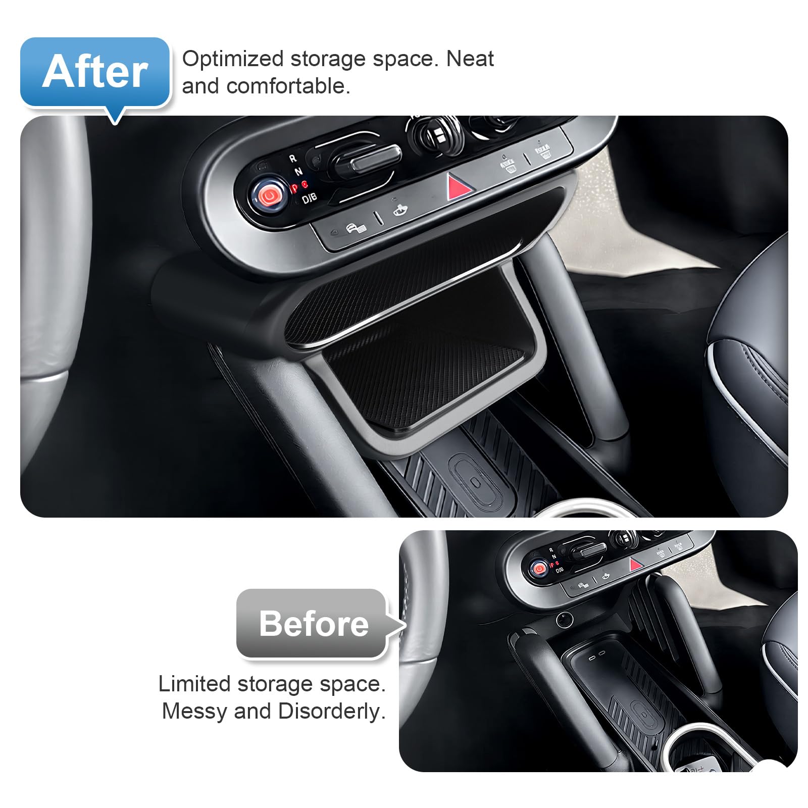 Caja de almacenamiento para consola central compatible con Mini Cooper J01 J05 2024-2026, accesorios Mini Cooper reposabrazos central, guantera, reposabrazos organizador con alfombrilla
