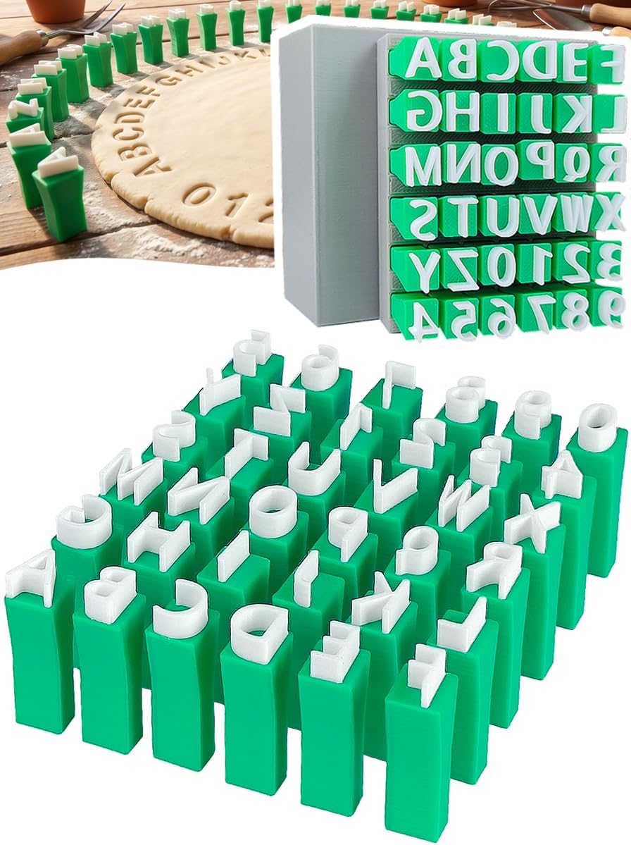 Alphabet Stamps for Clay Pottery, Polymer Clay Letter Stamps for Concrete – Set of Uppercase, Lowercase Letters, Numbers and Symbols, DIY Cookie Craft Mold Tools for Pottery Cement Handmade Projects