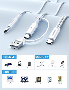 Amazon.com: JSAUX USB C to 3.5mm Headphone and Charger Cable, 2-in