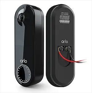 Arlo Essential Wired Video Doorbell - HD Video, 180° View, Night Vision, 2 Way Audio, Black - AVD1001B asin的图片