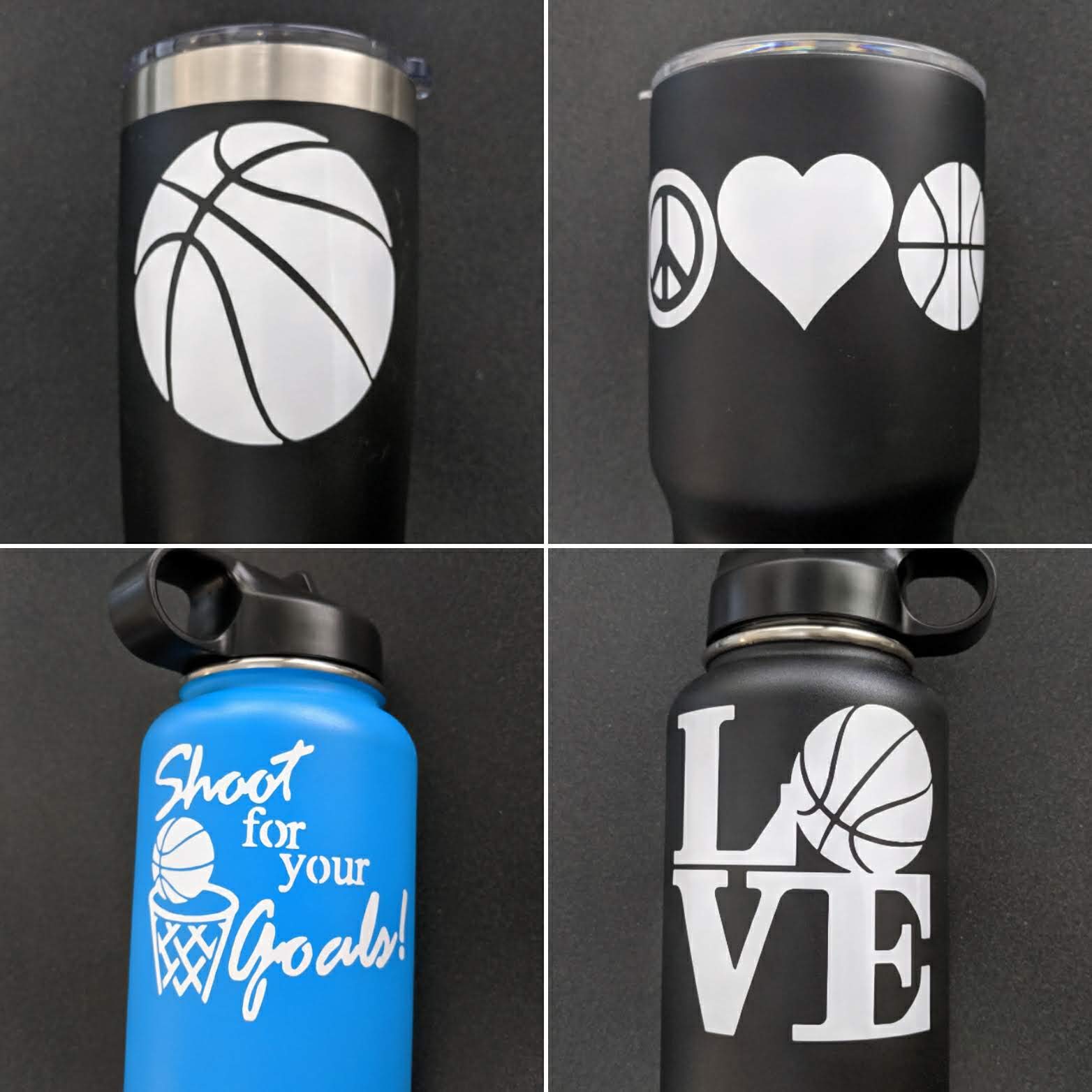 Sports Decal 4 Pack - Assorted Basketball Themed Vinyl Decals, High Quality Oracal 651, Made In USA
