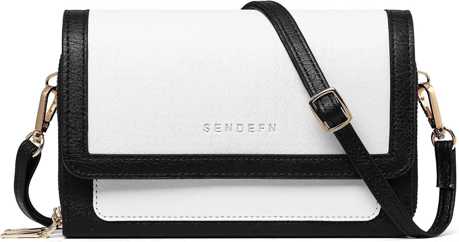 SENDEFN Small Crossbody Bags for Women Leather Cell Phone Purse Wallet with ID window and Card Slots