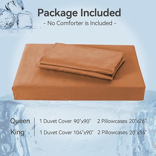 Miniatura 5 de JELLYMONI Juego de funda de edredón óxido, funda de edredón de viscosa de bambú, lujosamente suave y refrescante, juego de 3 piezas, 1 funda de