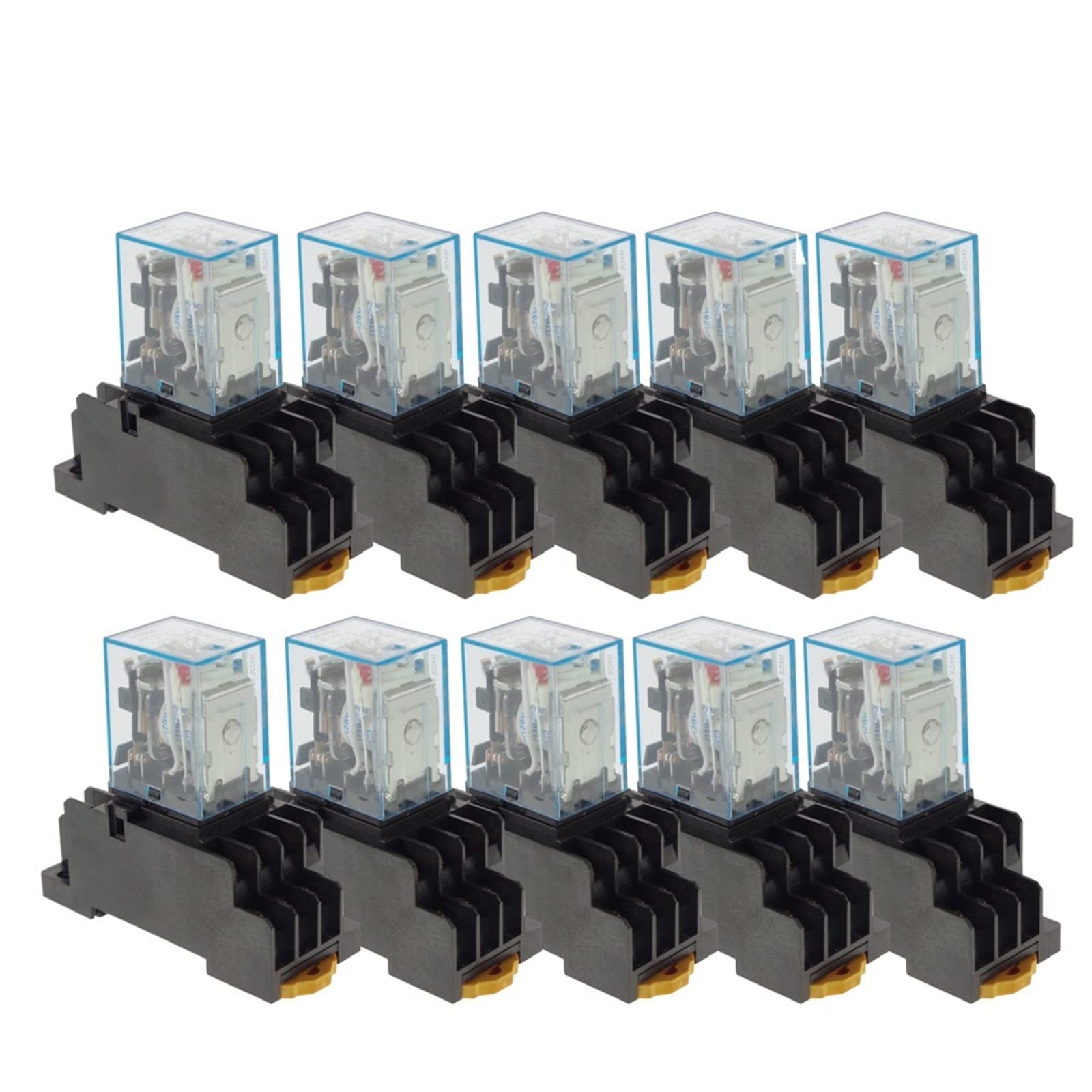 10 STÜCKE MY4NJ AC/DC12V 24 V 36 V 48 V 110 V 220 V 380 V Spule 5A 4NO 4NC Leistungsrelais Din-schiene 14 Pin zeitrelais mit Sockel