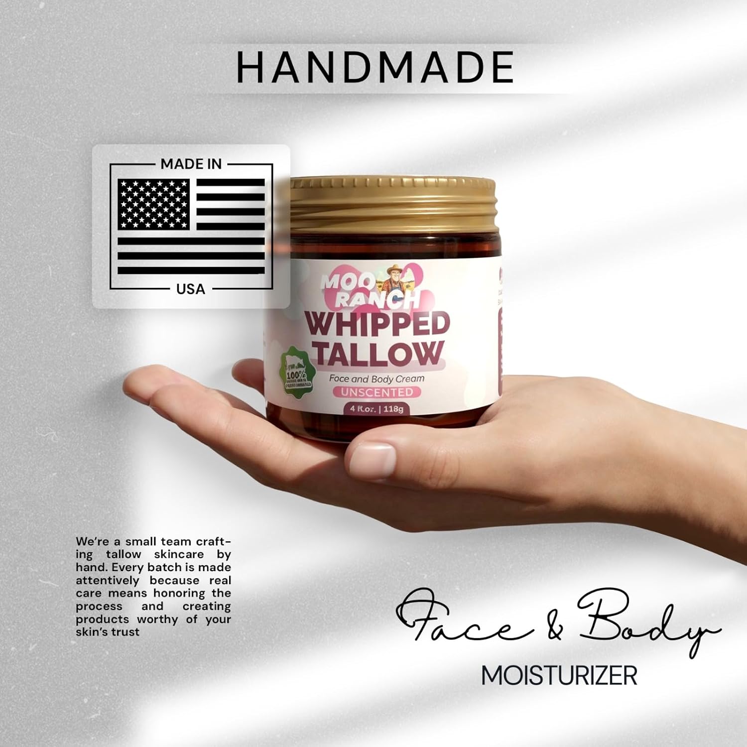 Whipped Beef Tallow for Skin – Grass-Fed Tallow Balm Moisturizer with Jojoba Oil, Manuka Honey & Calendula – For Face, Lips, Hands & Body – For Dry or Sensitive Skin. - Image 3