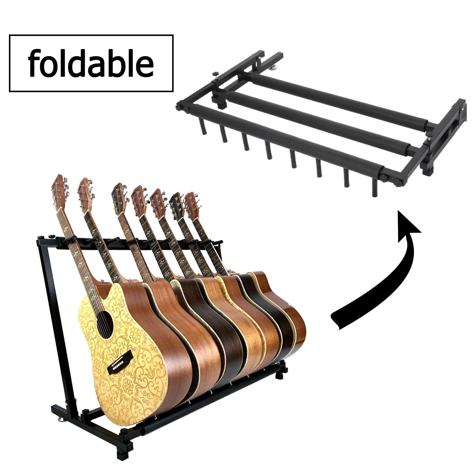 Supporto per chitarra, portatile, pieghevole, per chitarre acustiche ed elettriche, facile da riporre