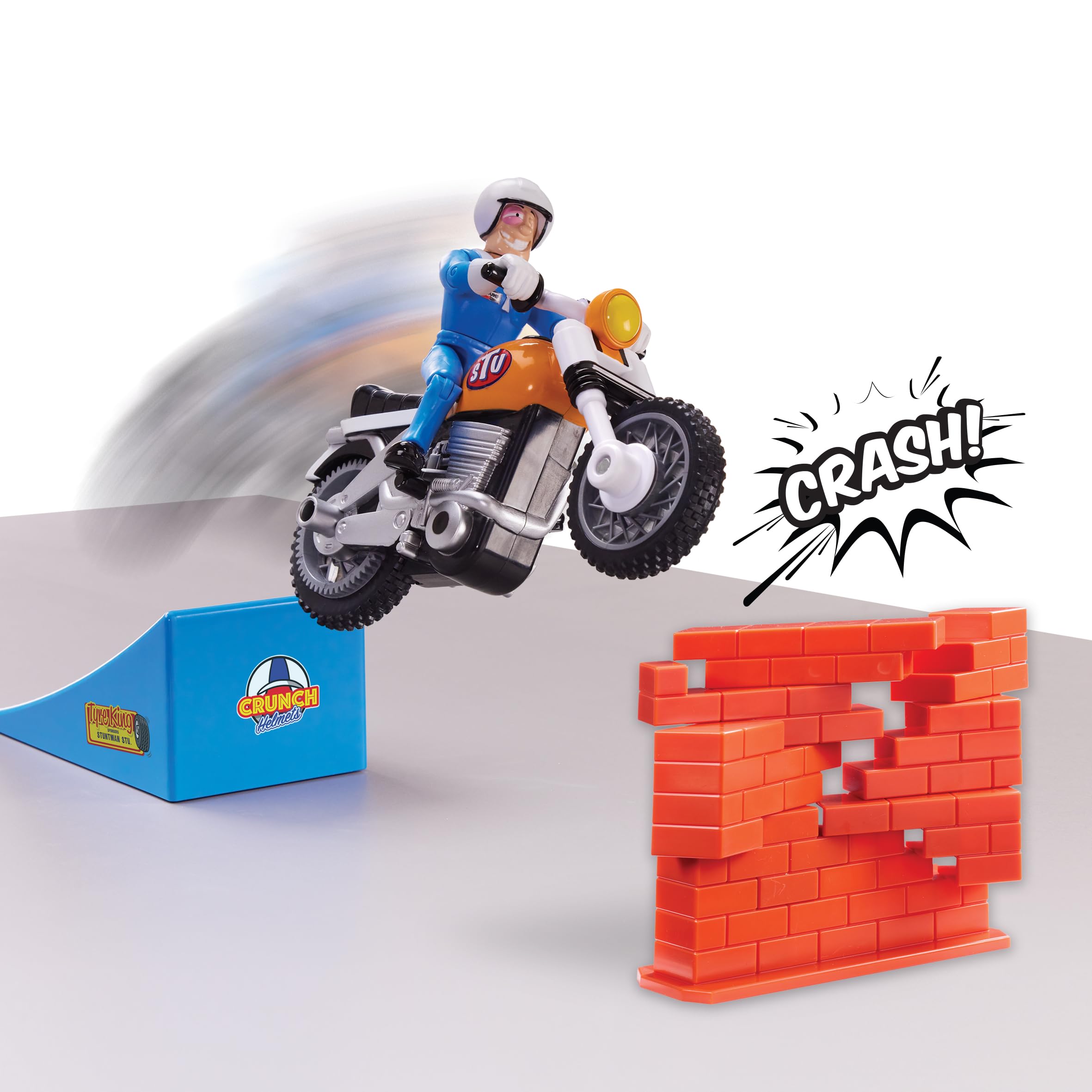 BANDAI - Stuntman Stu - Moto Nitro Boost - Jouet pour réaliser des Cascades - Figurine Cascadeur Inclus - Jeu de Crash avec véhicule et Accessoires - Jouet Enfant 4 Ans et + - COSS8201
