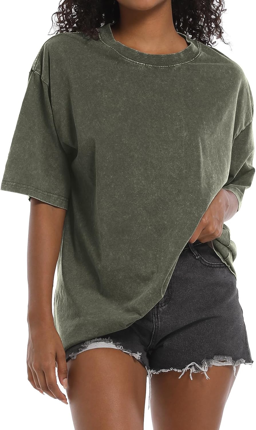 BINTEHGS Oversized Grunge Vintage t Shirts for Women Short Sleeve Cotton Casual Baggy Tees Teens Trendy Crew Neck Loose Tops