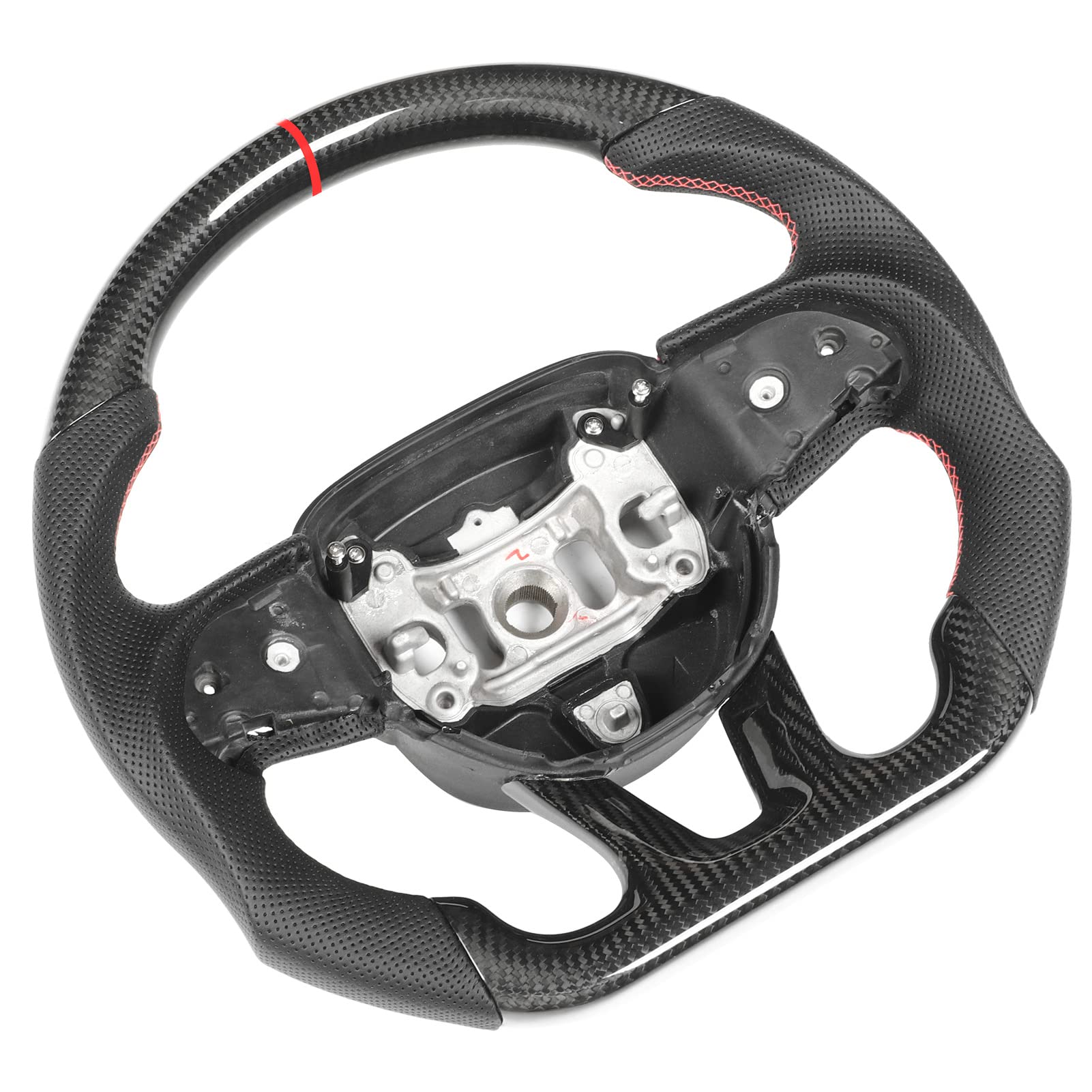 Dry Carbon Fiber Steering Wheel, Dry Carbon Fiber Steering Wheel Perforated Leather Replacement for HELLCAT 2015 2022