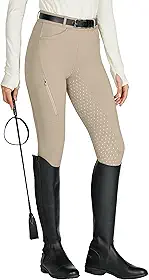 Calça feminina de silicone para equitação e bolso com zíper