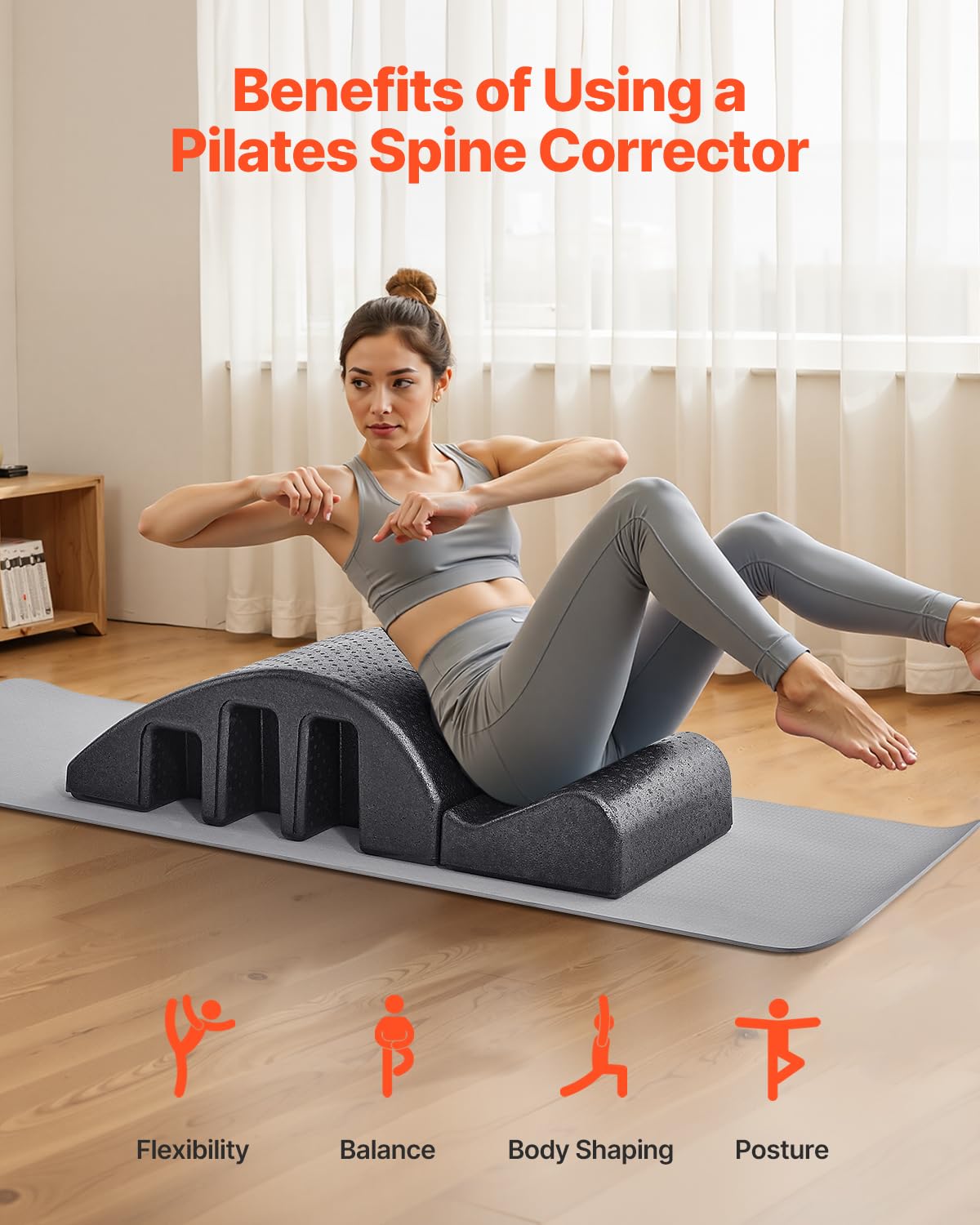 VEVOR Pilates Wirbelsäulenkorrektor Yoga Zubehör für Heim-Fitnessstudio, Fitness-Trainingsgerät aus Schaumstoff, gekrümmtes Fitness-Körpertrainingsgerät, für Wirbelsäulenübungen Gleichgewicht