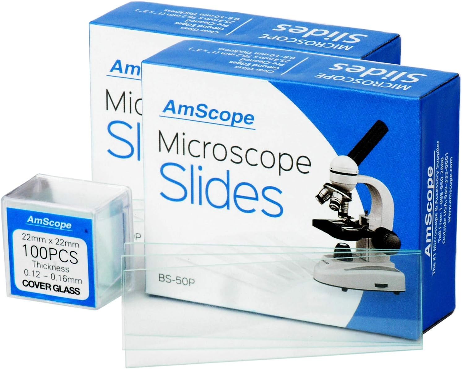 AmScope Microscope Slides, 100 Blank Slides with 100 Cover Glass