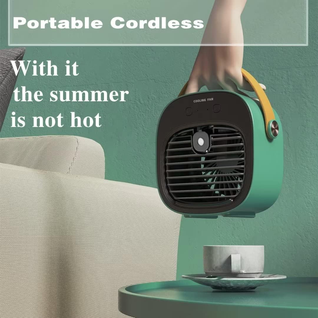 Portable Air Conditioner, 6000mAh Rechargeable Personal Air Conditioner, USB Mini Air Conditioner, 3 Speed Quiet Air Cooler for Bedroom, Office, Room, Car, Travel & Indoor & Outdoor Activities.（Green）