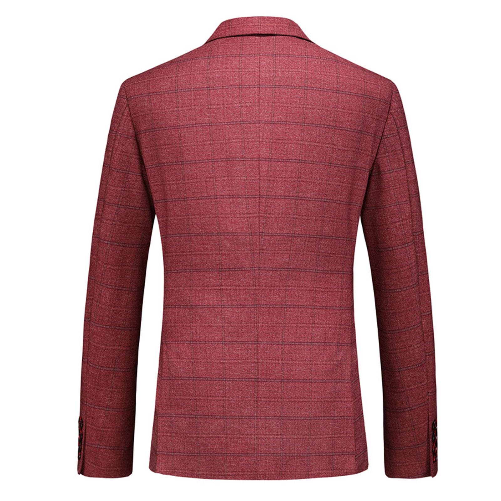 Completo da Uomo in Tweed gessato a 3 Pezzi, vestibilità Slim, con Un Bottone, Rosso, Taglia XL