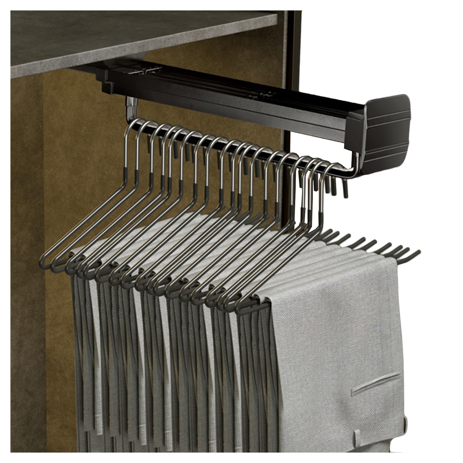 CAFIEDR Pull Out Trousers Rack,Pants Rack Sliding Closet Rod,Adjustable Hanger Rail Rod,For Wardrobe Trousers Clothing Storage,Save Space,Loading Capacity 30 Kg,40Cm/15.7Inch.40cm/15.7inch