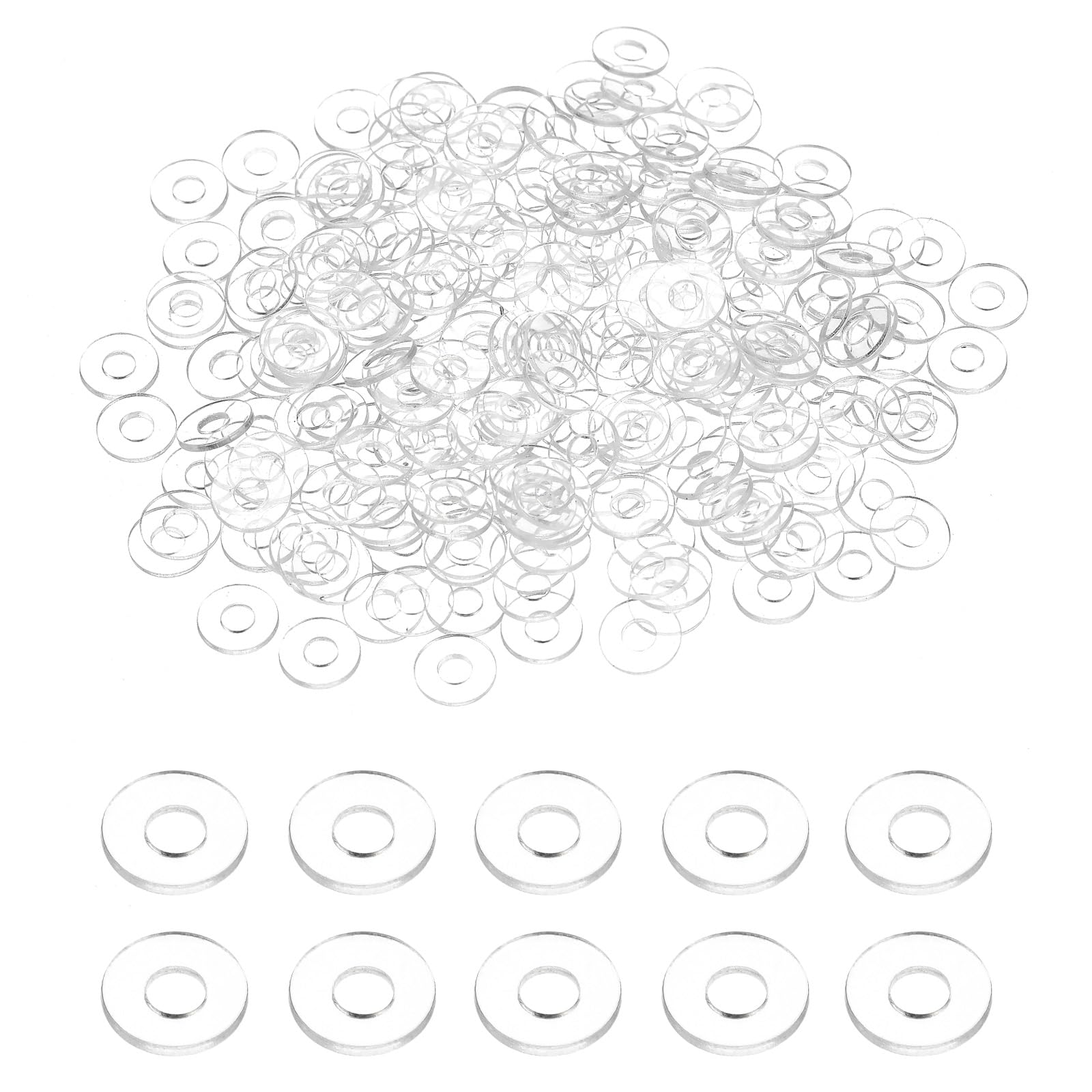 sourcing map 240Pcs M1.8 PVC Flat Washers 1.8mm ID 4mm OD 0.3mm Thick Clear