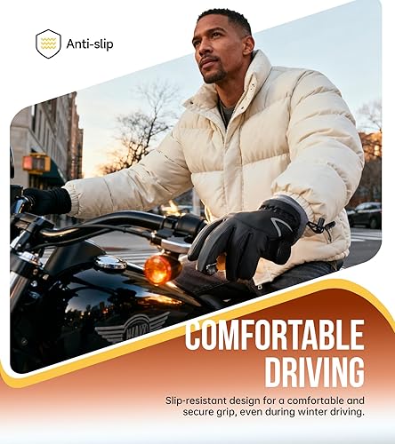 Miniatura 9 de PULIOU Guantes térmicos impermeables de invierno para hombres y mujeres, para clima frío, resistentes al viento, guantes de nieve con dedos para