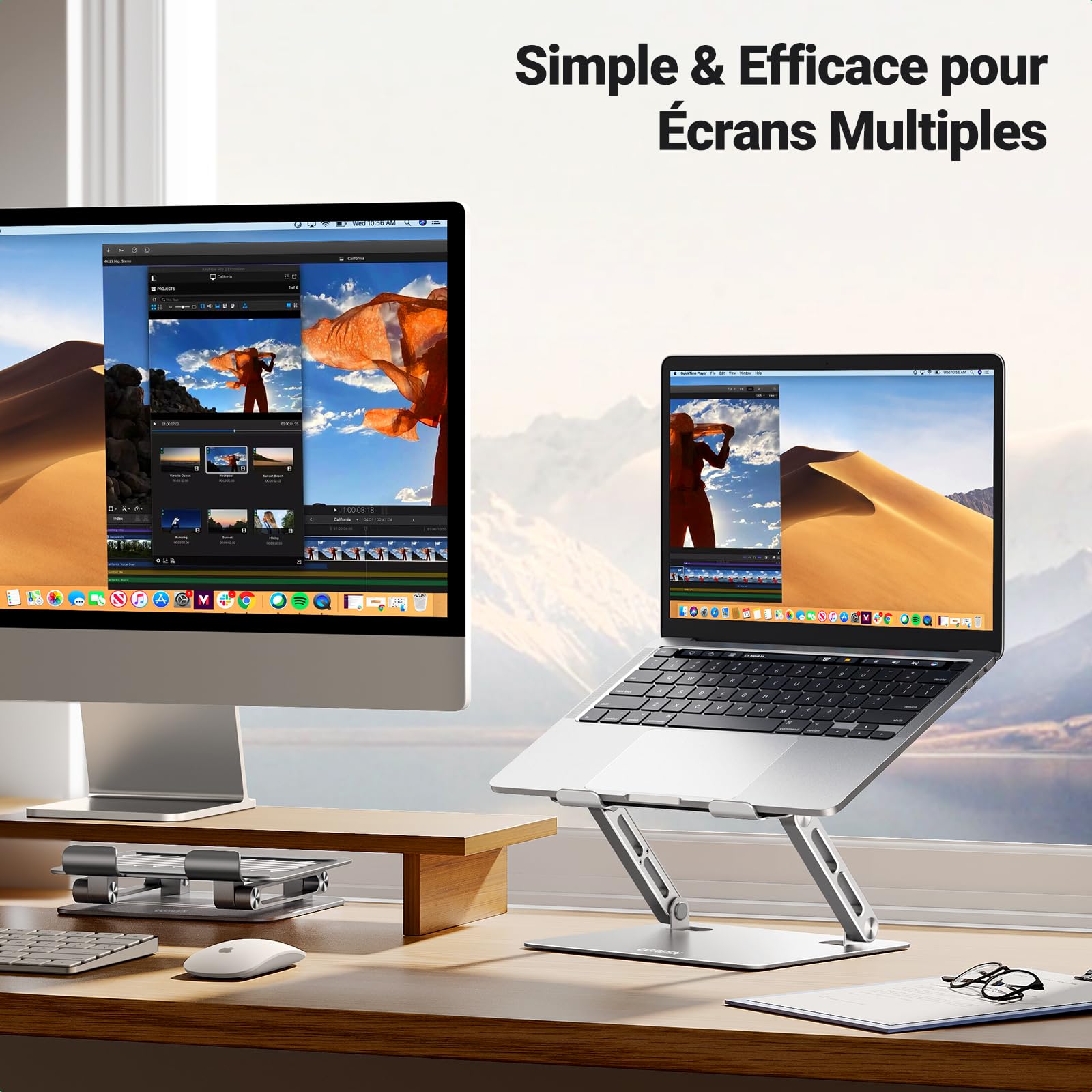 UGREEN Support Ordinateur Portable Réglable Pliable Repose Bureau Ergonomique Refroidissement Ventilé Laptop Stand 10 à 17,3 Pouces Compatible avec MacBook Air Pro HP Dell Acer
