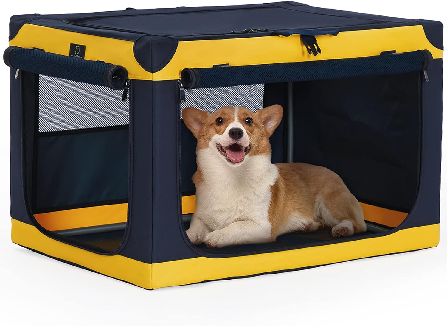A4Pet Canvas Dog Crate- 30 Inch with Adjustable Stainless Steel Frame, Lightweight, Durable and Collapsible Crate with 3-Door, Portable Dog Kennel