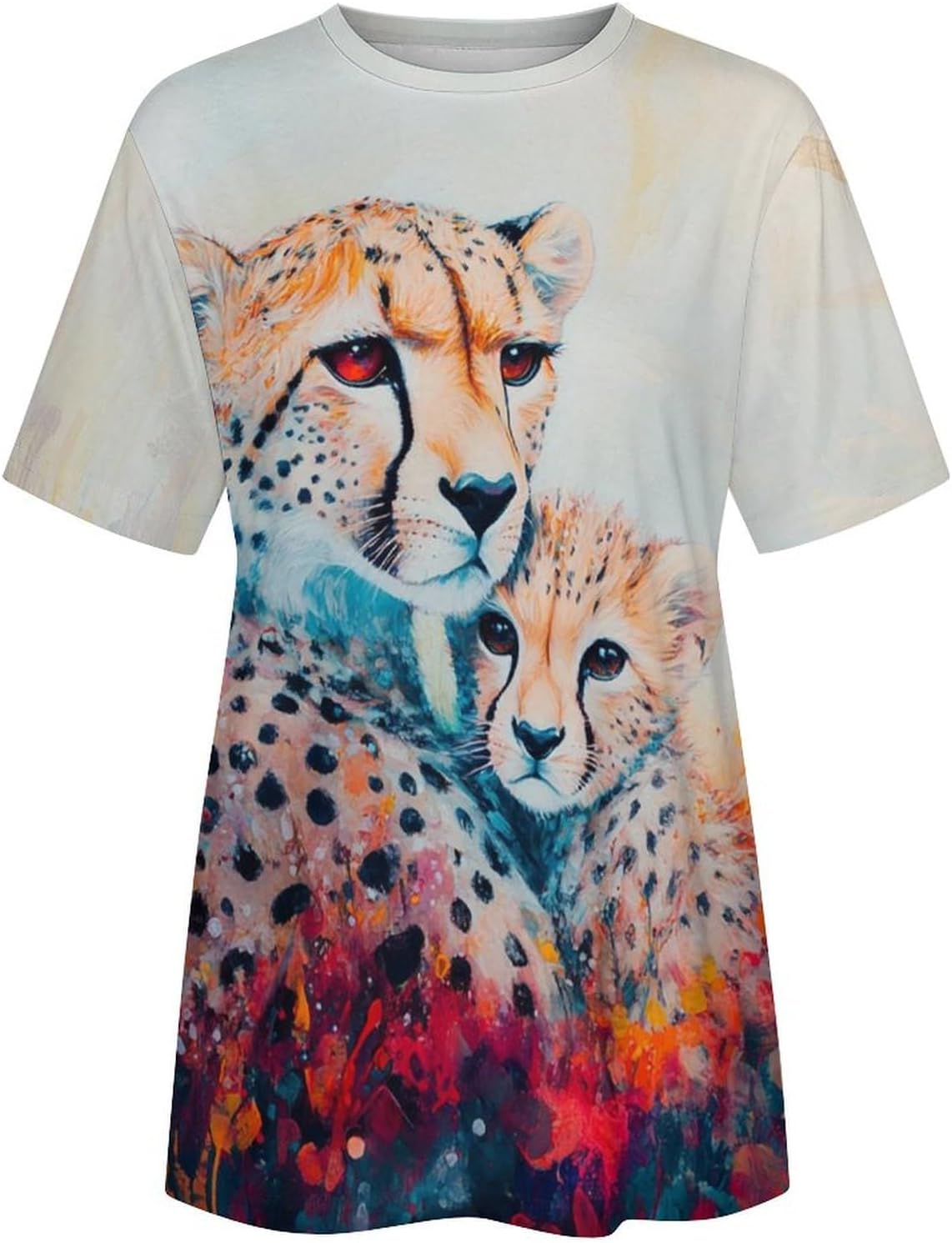 Mothers Day Shirt Animals Print Funny Casual Soft Comfy Short Sleeve Cotton Oversized Mama Daughter Matching Shirts - Image 2