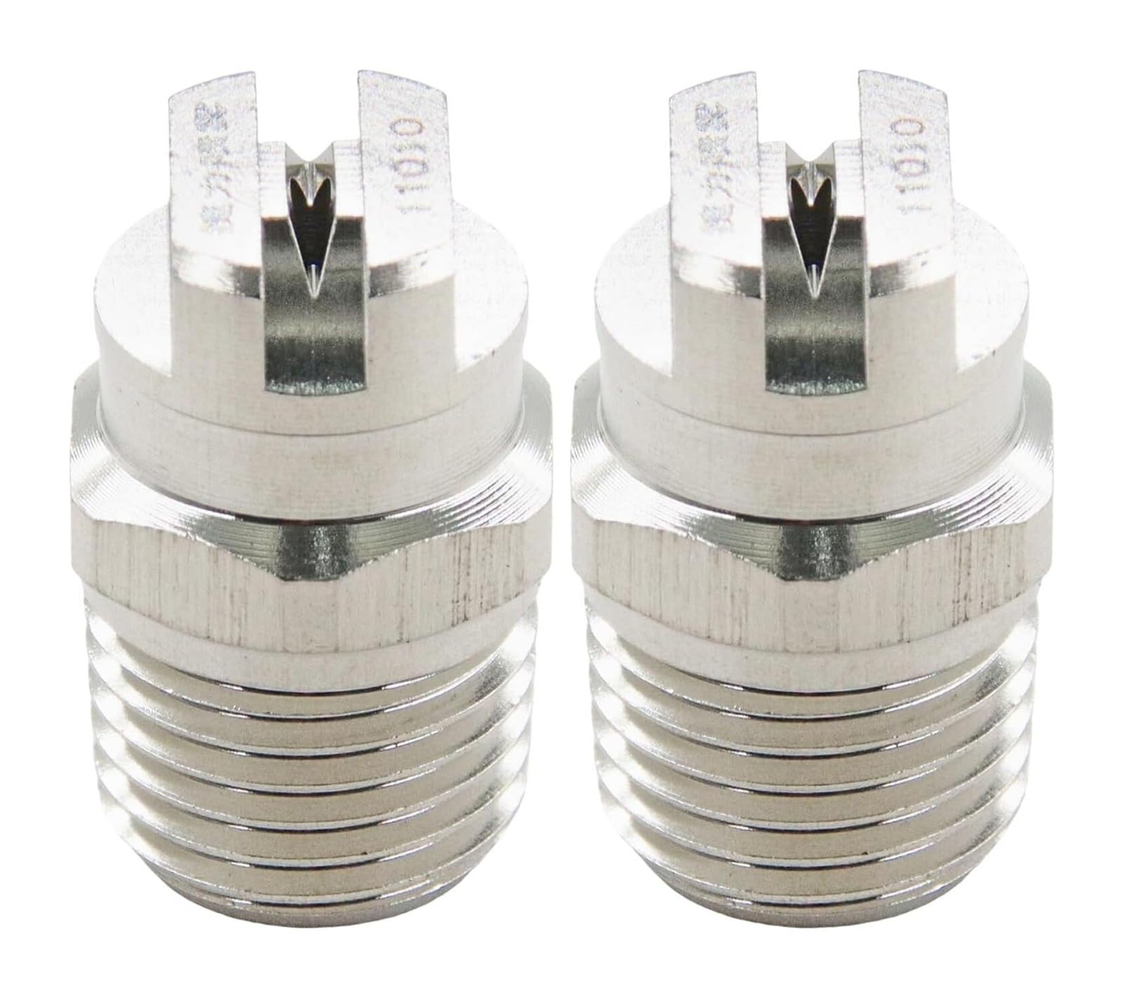 Moqlkzpyi Men's Silver Pressure Washer Nozzles Quick Connect Spray Tips, 304Ss Flat Fan Spray Nozzle 1/4Bspt Thread 110 Degree 2Mm Orifice 2 Pack